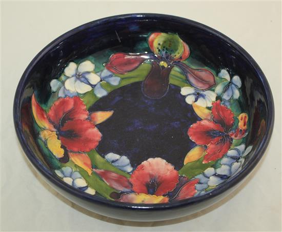 A Moorcroft Spring Flowers pattern bowl, post-war, 27.5cm